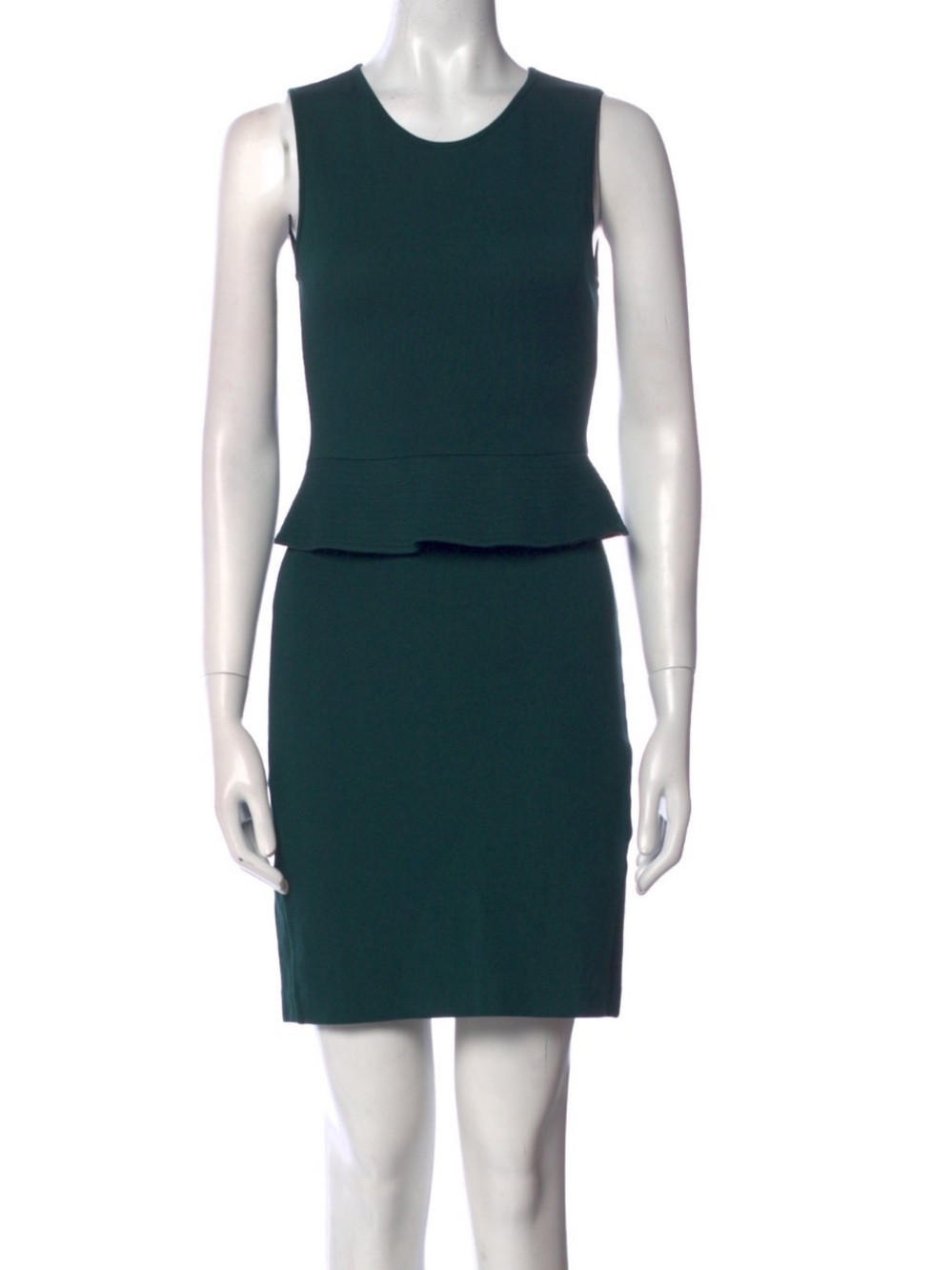 Theory Dark Green Sleeveless Peplum Sheath Dress